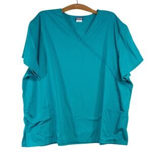 Women's Plus Size 4X Teal Scrub Top CHEROKEE Medical Dental Workwear